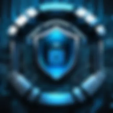 Digital Security Representation Symbolic representation of digital security with locks and shields