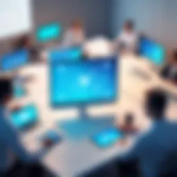 Illustration of digital collaboration tools enhancing teamwork