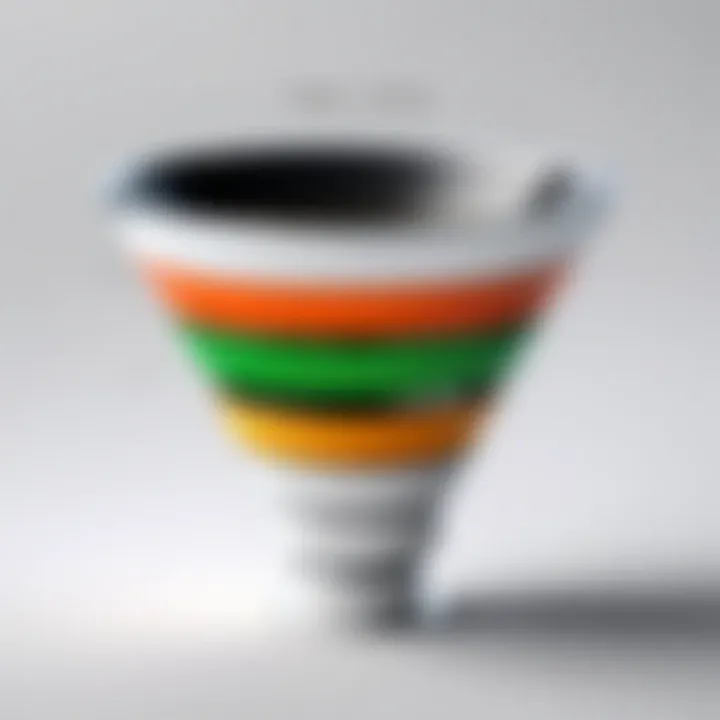 An illustration of a funnel representing lead conversion stages.