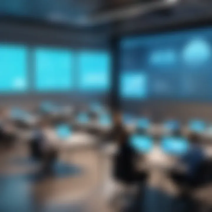 An educational setting showcasing a program management class in session
