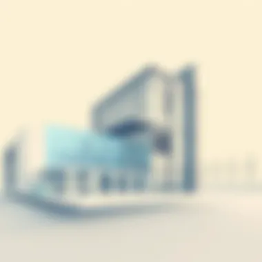 Modern Architecture Meets Digital Innovation A modern building design integrated with digital blueprints