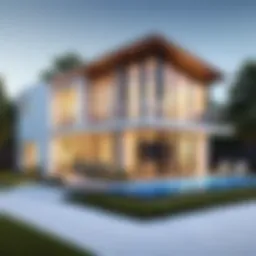 Architectural design showcasing a modern house