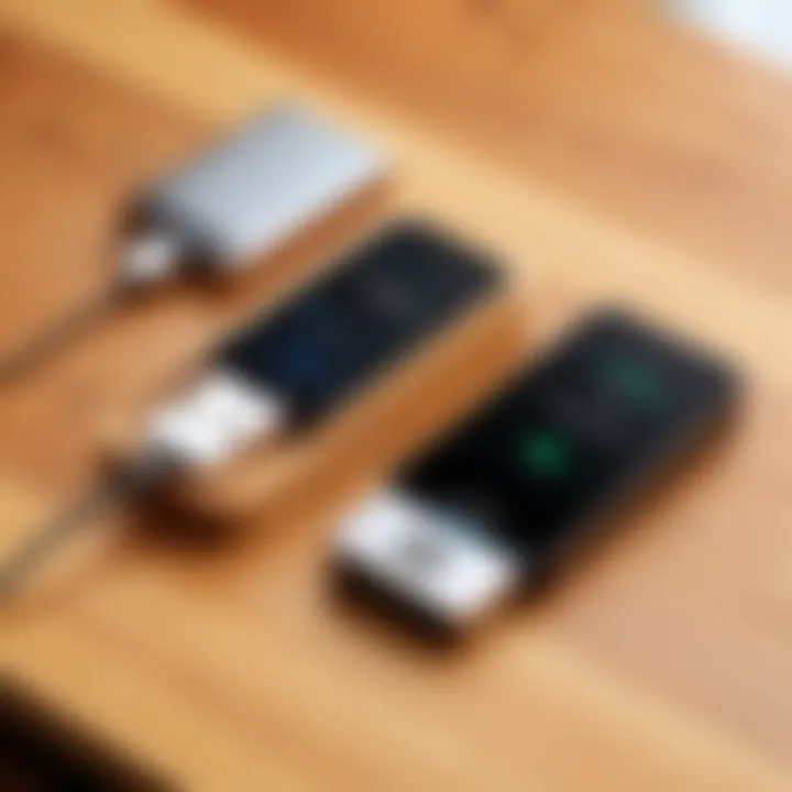 A sleek mobile card reader on a wooden table