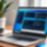 Remote desktop software on a laptop screen