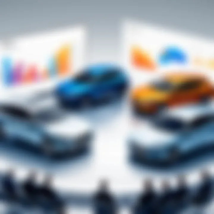 Business professionals discussing software choices for automotive sales.