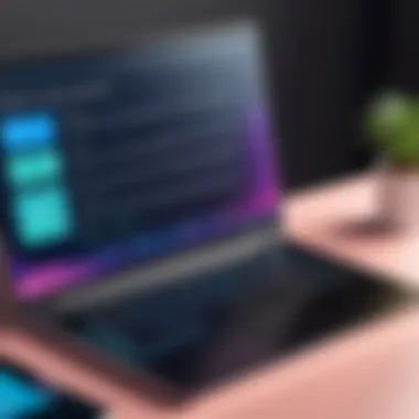 Interactive Online Learning Platform A laptop displaying a vibrant online training platform with interactive elements.