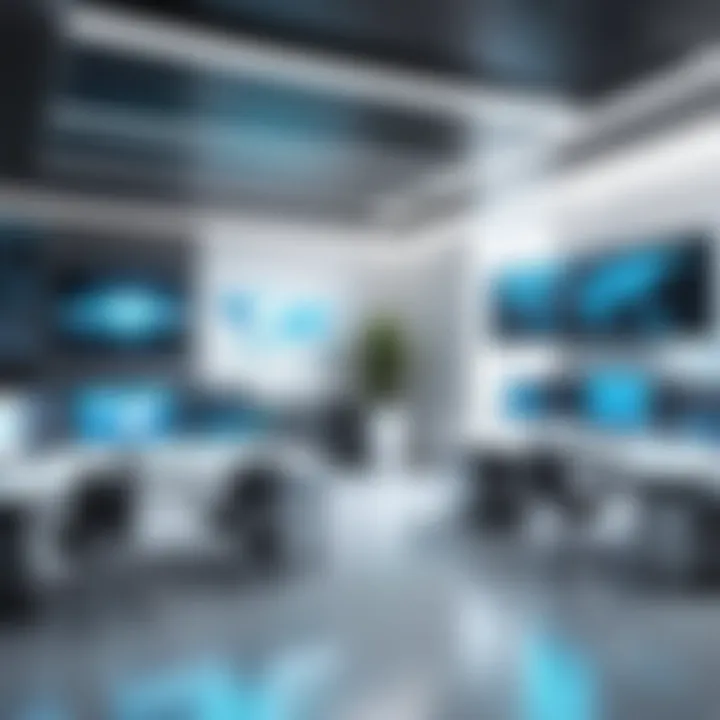 A futuristic workspace illustrating advanced collaboration technology