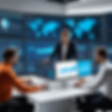 Business team discussing software integration