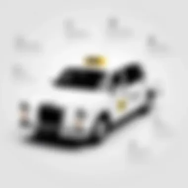 Key Features of White Label Taxi Applications Diagram of key features in white label taxi applications