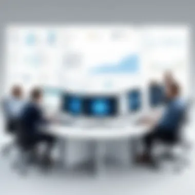 Team Collaboration with Wrike Automation Illustration of a team collaborating using Wrike's automation features in a virtual workspace