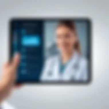 Healthcare professional engaging with a telemedicine feature on a mobile device