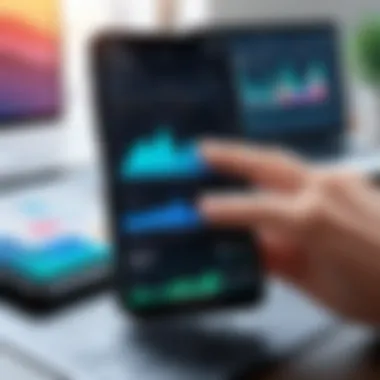 Analyzing Financial Data Using iOS Accounting Solutions Business professionals analyzing financial data with a mobile app