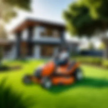 A team utilizing lawn mowing software in a landscaping project