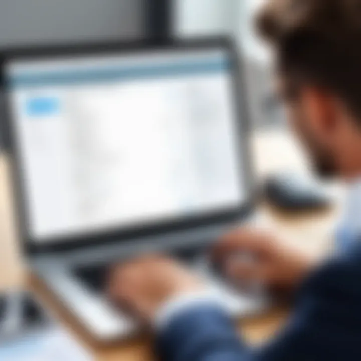 A lawyer reviewing client billing details on a laptop