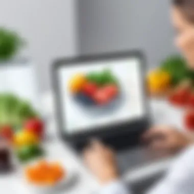 Nutritionist providing dietary guidance using software