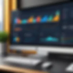 Visual representation of a client management system dashboard showcasing analytics and client data.