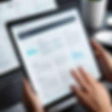 Interactive Web PDF Reader Interface User engaging with a web PDF reader interface displaying documents.